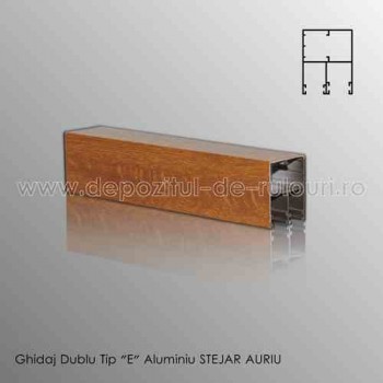Ghidaje rulouri exterioare aluminiu aplicate duble tip “E” stejar auriu